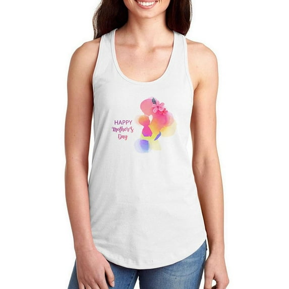 Happy Mom Child Watercolor Racerback Tank Women -Image by Shutterstock, Female Large
