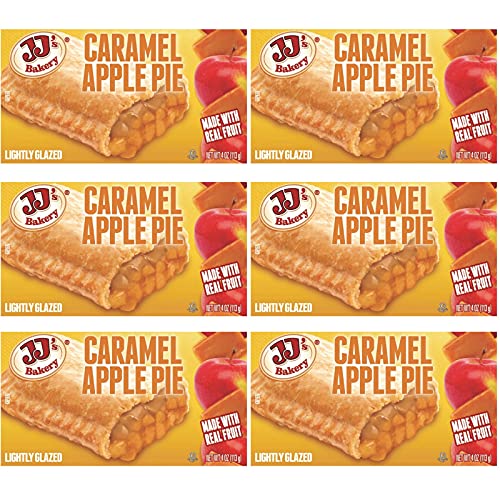 JJ's Bakery Lightly Glazed Snack Pies Caramel Apple 4 Ounce Pack of 6