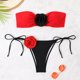 thumbnail image 1 of Conjunto de Bikini Bandeau con estampado de flores en 3D, traje de baño Sexy con realce en contraste, Micro bañador brasileño recortado, traje de baño con Tanga, 2024, 1 of 5