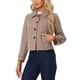 thumbnail image 4 of REFINED ATTIRE Abrigo corto de mujer con solapa, cierre de botón de un solo pecho, color beige oscuro, talla L, 4 of 6