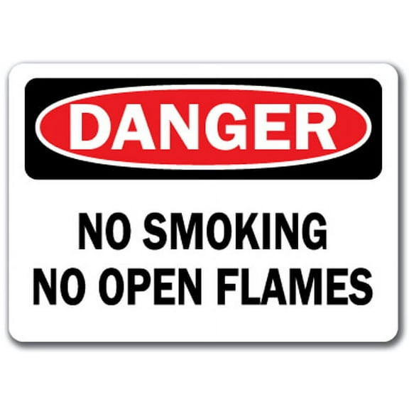 Danger Sign - No Smoking No Open Flames - 10" x 14" OSHA Safety Sign