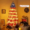 thumbnail image 2 of Harmijoy 7.5 FT Artificial Xmas Tree, Hinged Christmas Tree with 1341 Branch Tips, 480 Warm White LED Lights, Folding Metal Stand & American Flag Design, 2 of 10
