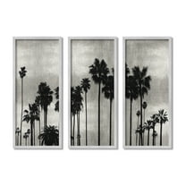 Stupell Industries Tropical Palm Trees Silhouette Monochrome Vintage Style Graphic Art Gray Framed Art Print Wall Art, Set of 3, Design by Kate Bennett