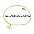 thumbnail image 3 of MOQIN Gold Plated Sideways Cross Bracelet for Women,Cross Bracelet for Women Dainty Cross Bracelet with Initials Gold Link Chain Bracelets,Adjustable,Birthday Gift, 3 of 8