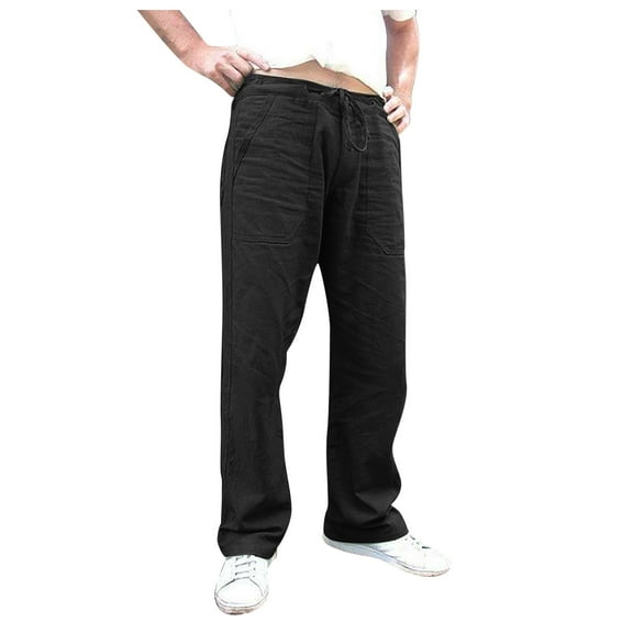 CAICJ98 Mens Joggers Men's Lightweight Sweatpants Loose Fit Open Bottom Mesh Pants with Zipper Pockets Black,L