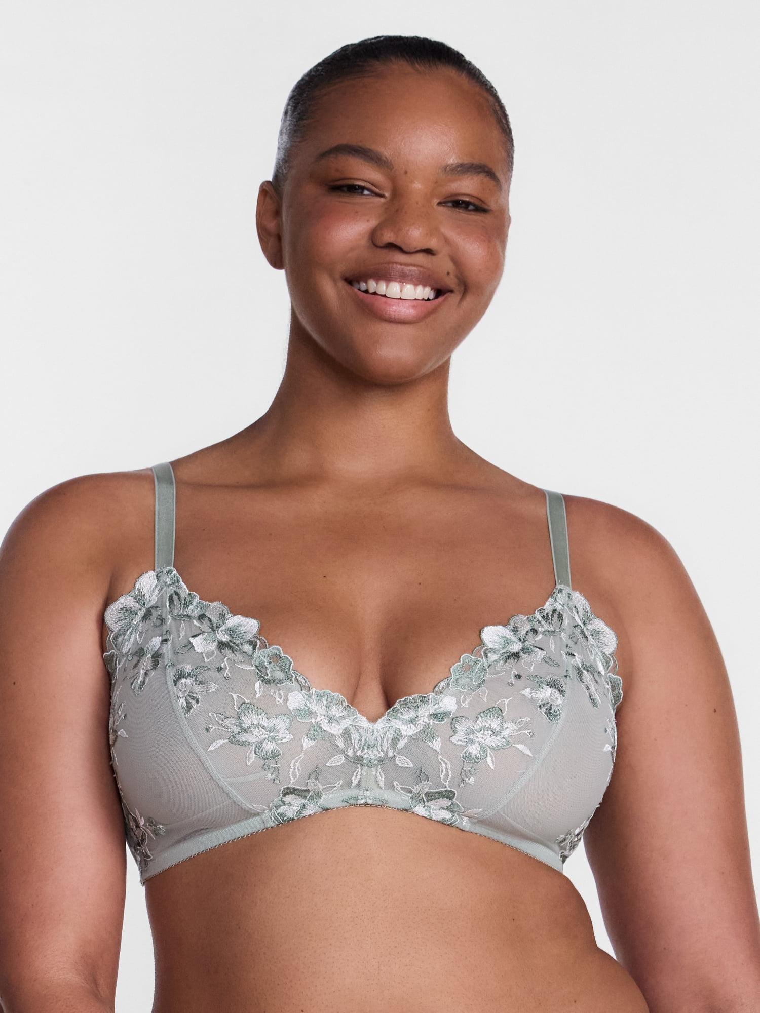 Joyspun Women's Embroidery Bralette, Sizes XS-XXXL