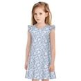 thumbnail image 1 of Balery Gray White Floral Camisón de princesa para niñas, pijama de algodón con mangas abullonadas, suave y bonito.-Medium, 1 of 6