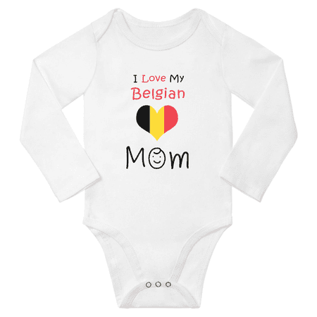 

I Love My Belgian Mom Baby Long Slevve Bodysuit Romper (White 3-6 Months)