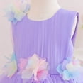 thumbnail image 5 of THDHVS Flower Girl Dress,Colorful Floral Mesh Tulle Tutu Gown Princess Style Ideal for Girls Bridesmaid Wedding Evening Party,Girls Party Dress Purple 7-8 Years, 5 of 9