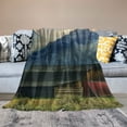 thumbnail image 2 of PRATYUS Rustic Throw Blanket, Moulton Barn and Teton Mountain Range in Grand Teton National Park Wyoming, Flannel Accent Piece Soft Couch Cover for Adults, Brown Green 50x60in, 2 of 6