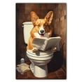 thumbnail image 3 of Pembroke Welsh Corgi Dog Canvas Wall Art for Bedroom Living Room Home Decor,Funny Dog Canvas Sitting on The Toilet Animal Pattern Office Artworks, modern wall decor, Ready to Hang, 3 of 6
