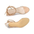 thumbnail image 4 of BLISSFUL STEP Women's Clear Strap Lace Up Clear Stiletto Heel Sandals Nude 9, 4 of 7