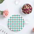 thumbnail image 4 of FMSHPON Gray Aqua Green Rhombus Lattice Geometric Texture Set of 8 Round Coaster for Drinks, Absorbent Ceramic Stone Coasters Cup Mat with Cork Base for Home Kitchen Room Coffee Table Bar Decor, 4 of 6