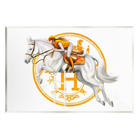 Stupell Industries Jockey Riding Race Horse Glam Fashion Logo Graphic Art Unframed Art Print Wall Art, Design by Ziwei Li