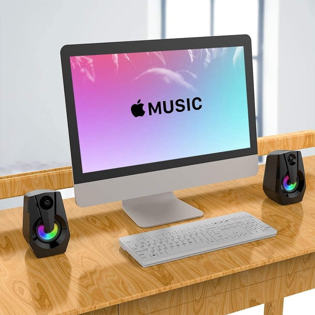 Computer Speakers, Stereo 2.0 USB Multimedia Speaker with Led/Volume Control Powered By USB,Gaming PC Laptop Desktop Loudspeaker