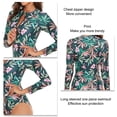 thumbnail image 4 of Traje de baño de una pieza de manga larga para mujer, traje de baño de surf con cremallera estampado de empalme de secado rápido para fiesta en la playa, 4 of 5
