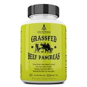 Ancestral Supplements Grass Fed Beef Pancreas Supplement, 500mg, Pancreatic Support with Proteolytic Enzymes for Digestion Support, Including Trypsin, Non-GMO, 180 Capsules