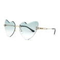 thumbnail image 3 of Womens Gothic Luxe Rimless Beveled Lens Cat Eye Heart Sunglasses Gold Green, 3 of 4