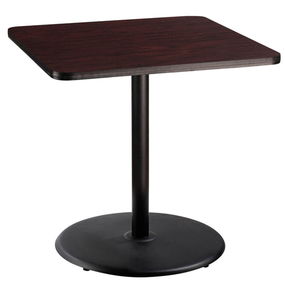 Pemberly Row Cafe Table 36"H Particleboard Black Frame Mahogany Top