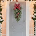 thumbnail image 3 of Christmas Teardrop Swag, Artificial Christmas Swag with Plaid Bow Pine Cone Red Berry, Christmas Swag Teardrop Ornament, Decorative Props Pendant for Front Door Wall Hanging Decor,19.69 inch, 3 of 5