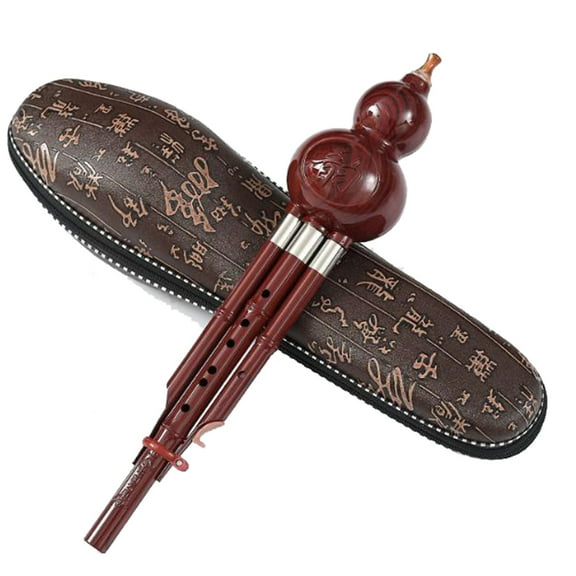 China Handmade Bamboo Hulusi Flute Ethnic Musical Instrument Traditional Instrument with Carrying Case for Beginners