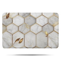 White Gray Gold Leaf Marble Pattern Bathroom Rugs Mat,Non Slip Microfiber Bathroom Rug,Rubber Backing,Soft Bathroom Mats for Bathroom Floor,Tub and Shower,17x27in(43x68cm)
