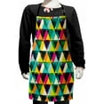 thumbnail image 1 of Indie Kids Apron, Watercolor Triangles Pattern Modern Vibrant Colorful Geometric Grunge Abstract Design, Boys Girls Apron Bib with Adjustable Ties for Cooking Baking Painting, Multicolor, by Ambesonne, 1 of 2