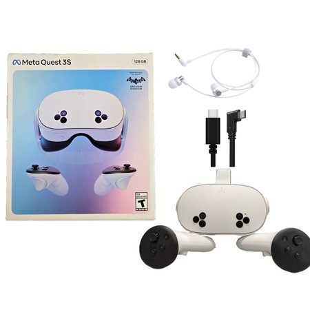 2024 New Meta Quest 3S All-In-One VR Headset 128GB Virtual Reality with Advanced Touch Plus Controllers, 1832x1920 up to 120 Hz Refresh Rate LCD, Enhanced Graphics, Mytrix Cable & Earphone