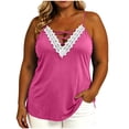 thumbnail image 2 of LEKWK Camisole Tops for Women Plus Size Lace Trim Criss Cross V Neck Tank Tops Spaghetti Strap Loose Fit Comfy Summer Shirts Fashion Going Out Y2K Shirts, 2 of 7