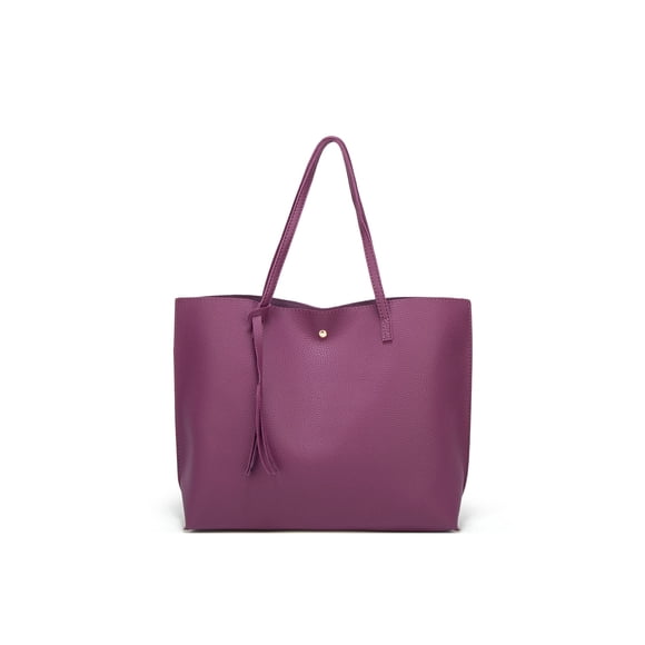 Dreubea Bolso de hombro de piel sintética suave para mujer, bolso de mano con borlas de gran capacidad