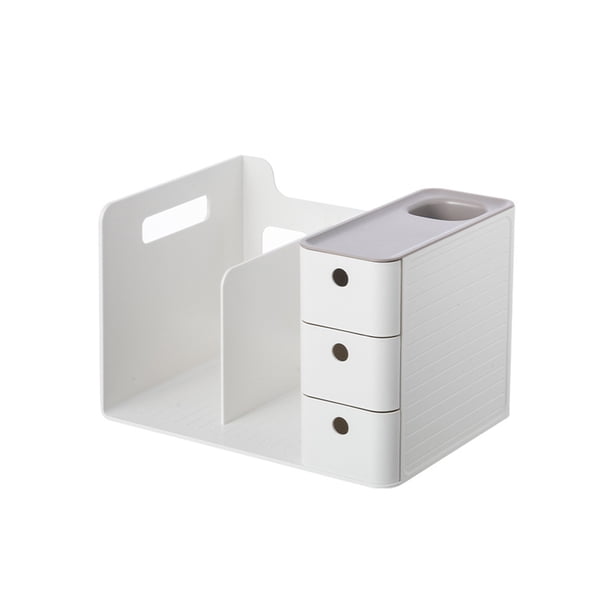 Monstrate Soporte para caja de almacenamiento de libros, cajones de sujetalibros, cepillo de plástico multiusos de negocios para organizador de Carpetas de archivos Gris