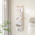 thumbnail image 7 of Wall Hanging Pocket Organizer, 3-Pocket, 21.6 x 7.4 in, Cloth, Diamond Dot, Compact Two- or Three-Pocket Format for Bedrooms and Bathrooms, Beige, 7 of 7