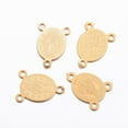 thumbnail image 3 of 100 pc Ion Plating(IP) 304 Stainless Steel Chandelier Component Links 3 Loop Connectors Rosary Center Pieces Oval with Virgin Mary Golden 14.5x10x0.8mm Hole: 1.2mm, 3 of 3