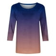 thumbnail image 3 of Birdeem T-Shirt Mode Femme Imprimé Ample Manches 3/4 Blouse Col Rond Hauts Décontractés, 3 of 12