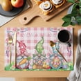 thumbnail image 2 of Placemats Set of 6, Easter Bunny Gnomes Woven Placemat, Linen Place Mats for Kitchen/Dining Tables, Spring Easter Eggs Floral Pink Plaid Washable Table Mats for Party, 2 of 8