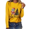 thumbnail image 2 of Cyber and Monday Deals pimelu Christmas Shirts Clearance Womens Long Sleeve Tops Christmas Fashion Santa Claus Print Graphics Pullover Blouses Plus Size Round Neck Ladies Merry Christmas Shirts, 2 of 4