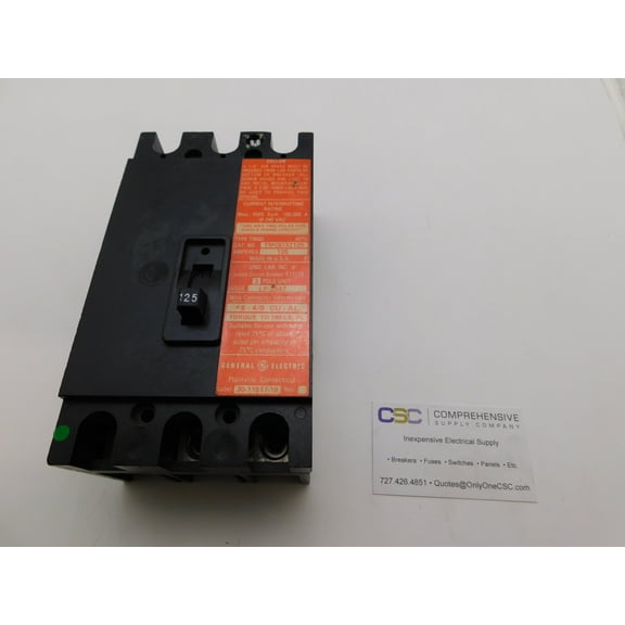 GE 125A AMP 3P POLE 100kA@240V BOLT ON CIRCUIT BREAKER - TMQD32125 - NNB