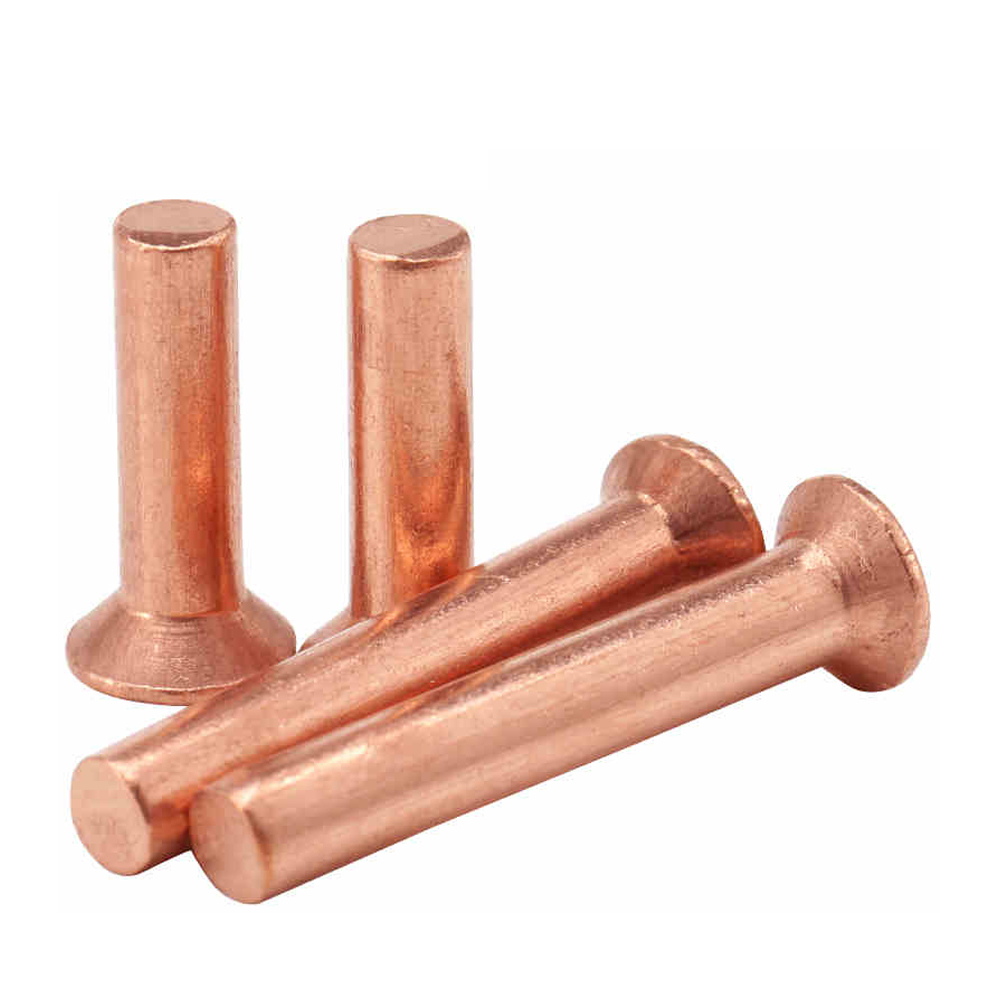 (20pcs) Purple Copper Countersunk Head Solid Rivets Fasteners, M5x25mm