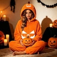 thumbnail image 5 of HOWPAY Adult Halloween Costumes Unisex Pumpkin Jumpsuit Soft Home Wear Pajamas Carnival Party Stage Prop Role Play Wear For Adult Men And Women Halloween Costumes S, 5 of 8