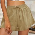 thumbnail image 2 of JJHGVB Womens Linen Shorts Womens Linen Shorts for Women Linen Shorts Dress Shorts for Women Below the Knee Beach Cropped Trousers Wide Leg Shorts for Women Pure Color Shorts Khaki S, 2 of 6