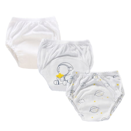 Yatacso 3PC Toddler Cotton Diaper Covers Training Underwear Elastic Waistband Protective Underpants for Baby