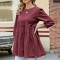 thumbnail image 4 of Pompotops Spring Women's Wear Solid Color Round Neck Seven Point Sleeve Large Swing Loose Casual Top, 4 of 8