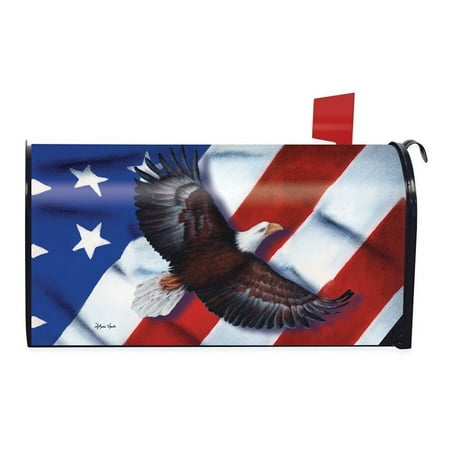 Weather Vinyl Mailbox Cover - Patriotic Eagle Magnetic Mailbox Cover 4th of July Holiday Briarwood Lane