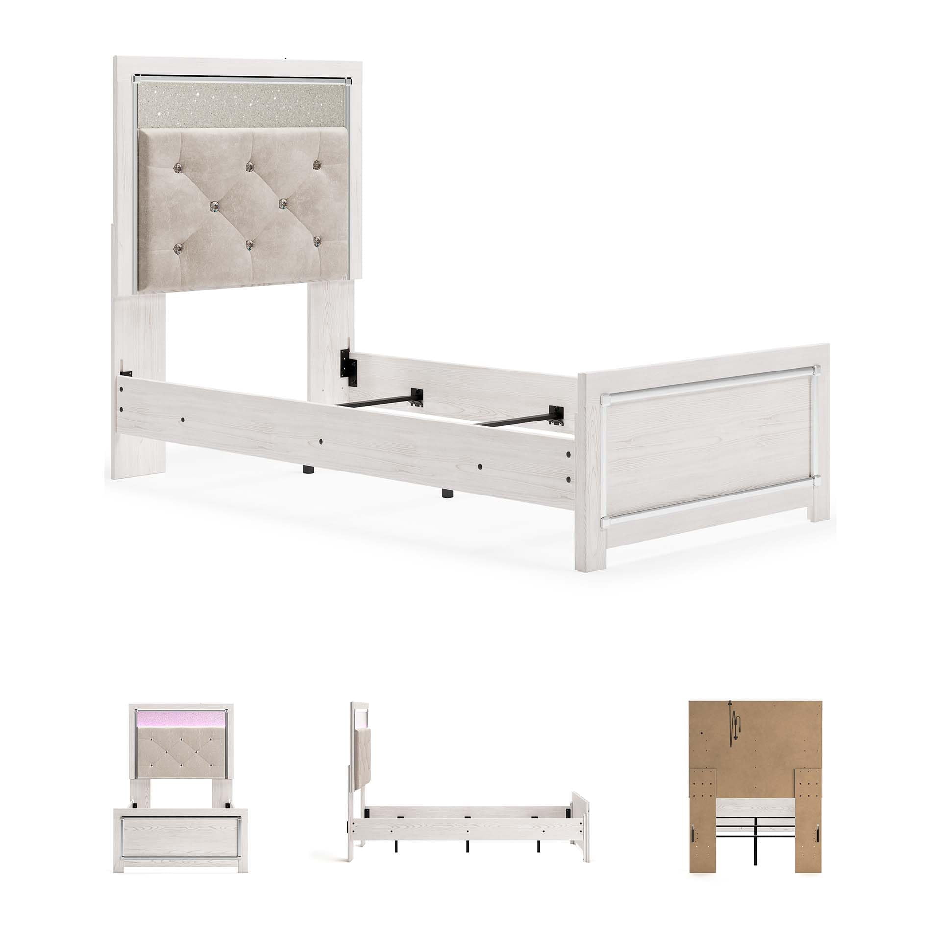 Ashley Furniture Altyra Upholstered Fabric King Panel Headboard in White/Gray