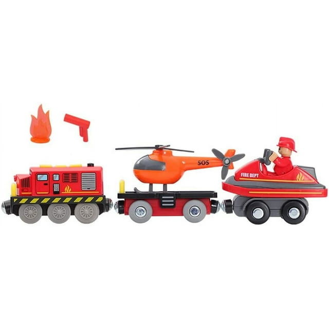 Lindbes Battery Operated Train for Wooden Track (Magnetic Connection) Powerful Engine Bullet Train Action Locomotive Train Motorized Train for Wooden Track for Toddlers Kids 3-14