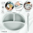 thumbnail image 3 of Baby Self-Feeding Silicone Suction Plate – Grip Dish, Food-Grade Suction Plate for Weaning Babies, BPA-Free, Microwave, Dishwasher & Oven Safe (Gray), 3 of 5