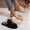 Khaki, variant on Women's Suede Tassel Dress Mules Retro Round Toe Anti-Slip Low Heel Slip On Clog Slippers Casual Backless Flat Loafers Beige 7(39)