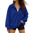thumbnail image 3 of LTTVQM Womens Oversized Quarter Zip Up Sweatshirts Half Zip Pullover Cropped‑Style Fall‑Winter Street Tops, 3 of 7
