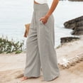thumbnail image 4 of Outfmvch Womens Linen Pants Linen Palazzo Pants for Women Beach Pants for Women Vacation Beach Trousers Pedal Pushers for Women Linen Pants Beach Linen Trousers Baggy Straight Leg Beige S-2XL, 4 of 7