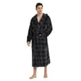 thumbnail image 5 of VULCANODON Mens Robe with Hood, Fleece Bathrobe Plush Robes for Men（Buffalo Plaid-Grey，Large-X-Large）, 5 of 6